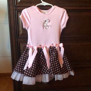 Rare Editions Pink & Brown Polka Dot dress